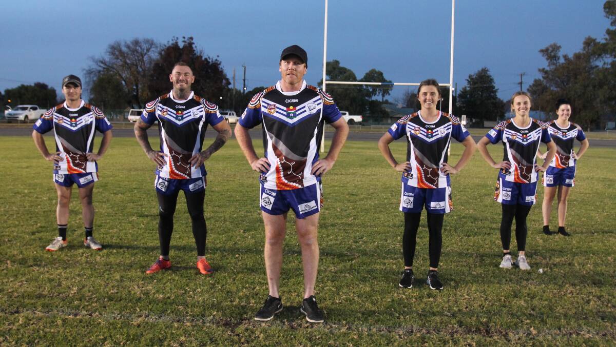 FROM LEFT: Bulldogs first grade players Dan Maher, Chris Maher, Coach and Captain Aaron Byrne, League Tag Captain Kristen Byrne, Renae Glanville and Madison Byrne. 