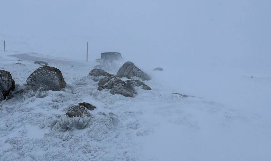 The blizzard conditions which hit the Snowy Mountains during the rescue on Tuesday. Picture: Monaro Police Facebook