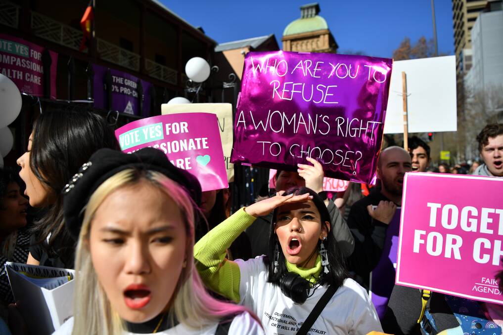 SPEAKING OUT: Pro-choice advocates during a rally outside the New South Wales Parliament house on August 6. Picture:Joel Carrett