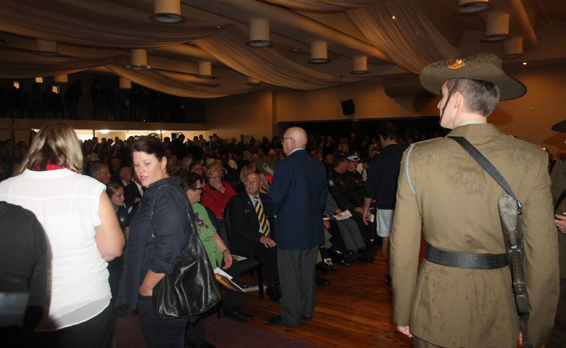 STANDING ROOM: Seats were at a premium at last year's Cootamundra Anzac Day service. Photo: Lachlan Grey