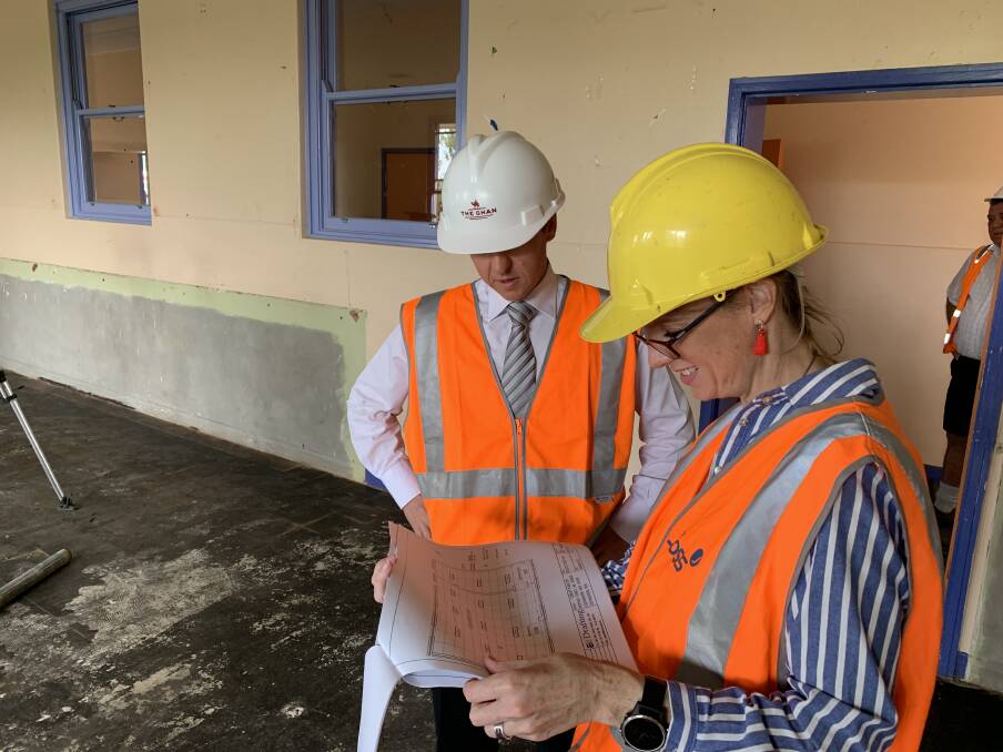 WORK HAS STARTED: Member for Cootamundra Steph Cooke discussing the $630,000 laboratory renovations at Cootamundra High School with Alasdair Sides, the head teacher of science.