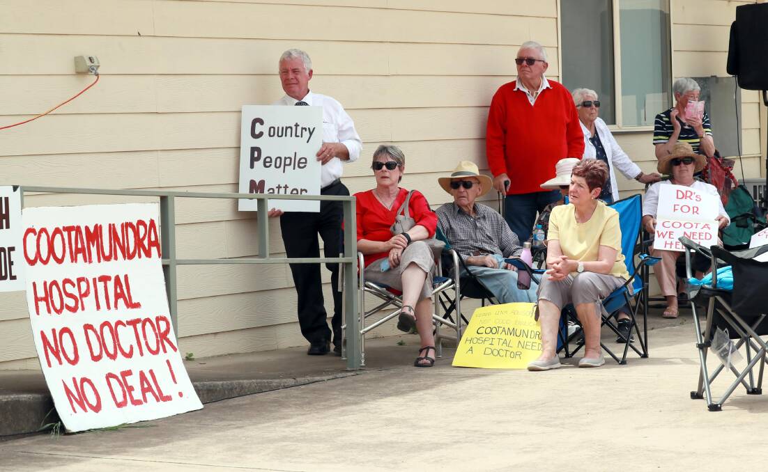 RALLYING CRY: Protesters from across the region, including Tumut, Cootamundra, Lockart, Leeton and Junee converged on Wagga to call for more doctors in regional hospitals. Picture: Les Smith
