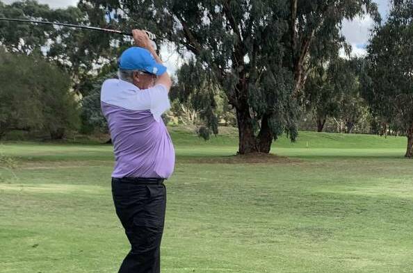 Garry Mason tees off during last year's event. This year's Cootamundra Veterans Week of Golf was planned for April 27-May1. Photo: file