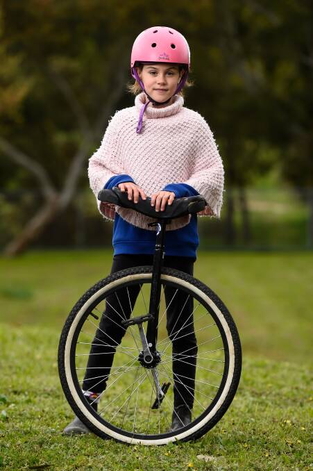 TALENTED: Nine-year-old Summer Lewis is fast making a name for herself atop a unicycle. Picture Adam Trafford. 