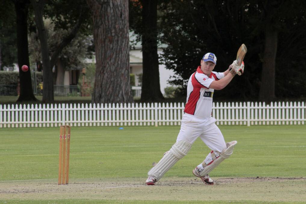 ACTION: Batsman Jason Keelan plays a shot in the South West Slopes Cricket League. Picture: KELLY MANWARING