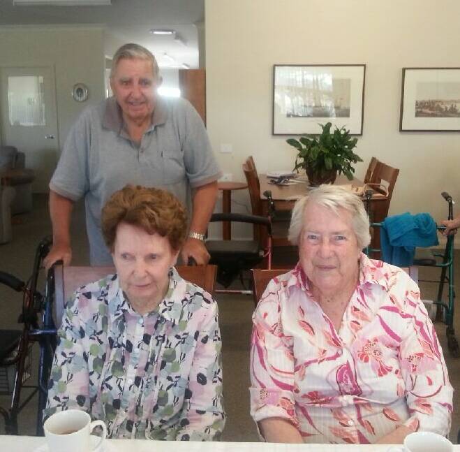 ENJOYABLE GATHERING: Nursing home residents Jenny Ronning, Bob Glanville and Lorna Schofield at the recent Wattle Grove residents' afternoon tea.