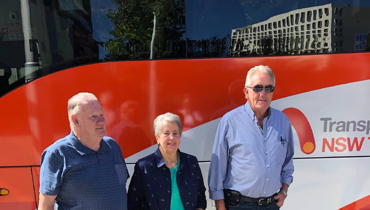 In Canberra: Dennis Palmer with Erroll and Marie Jarvis, who took the Canberra coach just to enjoy the sights and sounds of Australia's capital for the day.