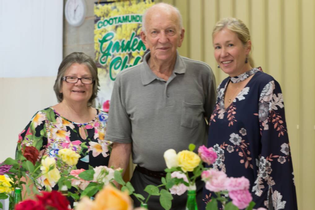 Leesa Daly (right), principal of Cootamundra High School, presented awards at the Rose Show. She's with the Club's Marjorie Smith and Don Elliott.
