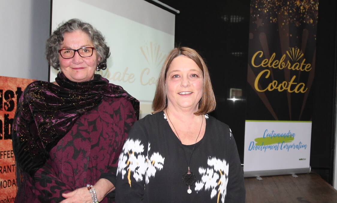 Cootamundra Development Corporation chair Janet McAtear and office manager Leah Sutherland at the launch, which was MC'd by CDC project officer Gwen Norman.