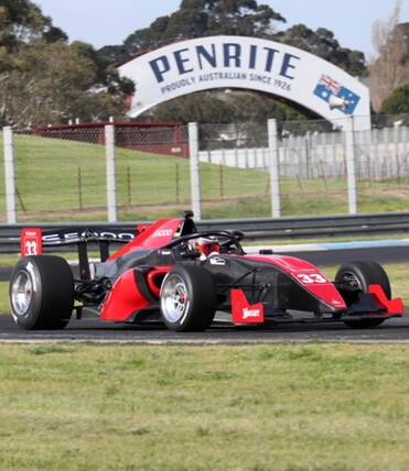 Tim Berryman came sixth in the inaugural Sandown S5000 V8 open wheeler category. The 30-lap race was cut short because of a massive accident involving team mate Alex Davison, but there were no serious injuries. Picture: James Smith