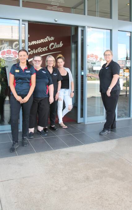 Doors closing: Assistant manager Megan Sawyer about to close the doors, with Club employees Jamie-Lee McDermott, Kaylene Ashley, Kaye Hicks and Jahna Kelleher who, like most people, are hoping for the best.