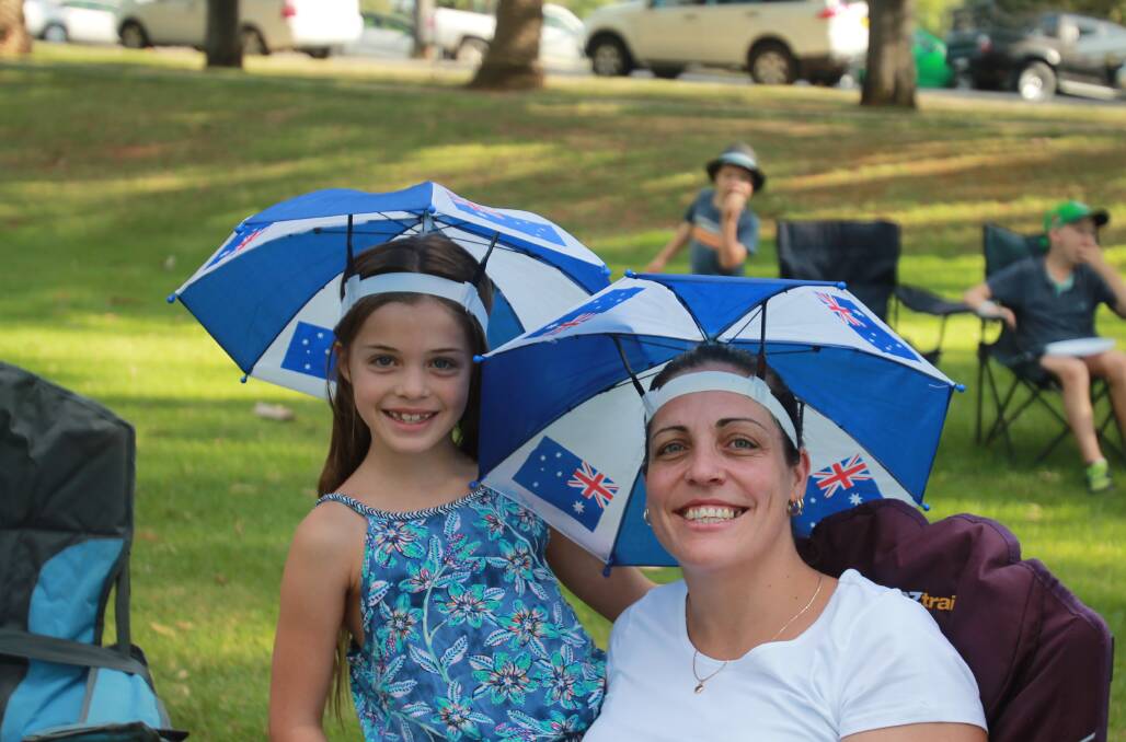 TWO BLUE: Candice and Ashlin Ingold getting into the spirit at Australia Day celebrations in Cootamundra in 2018. Picture: Declan Rurenga  