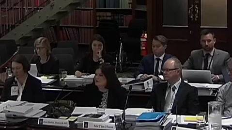 The minister for local government, Shelley Hancock, answering a question from the shadow minister, Greg Warren, in an estimates committee hearing in parliament house on Monday.
