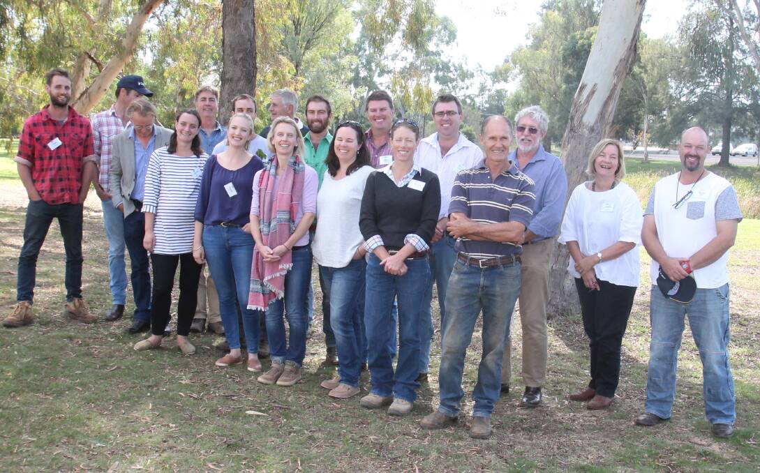 Brian Wehlburg (third from right) presented courses on regenerative agriclture to two groups with a total of 41 Riverina students last week. 
