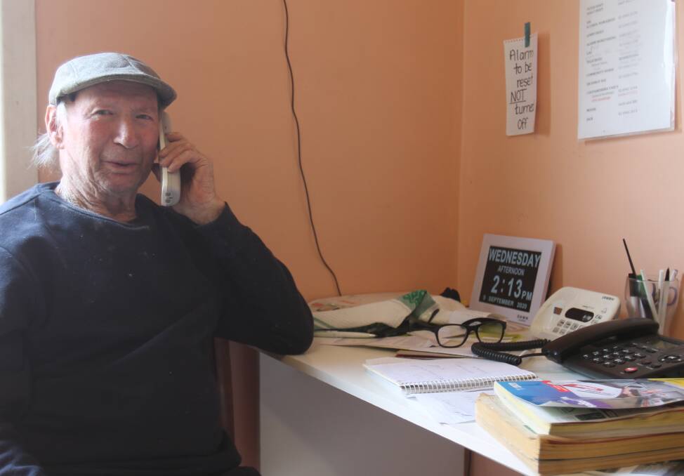 Ted Doss at his home in Wallendbeen - he's even had people telling him he doesn't know how to use the phone properly.