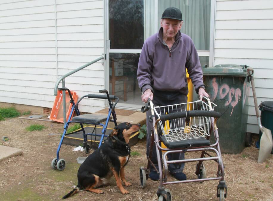 disappointed: Ted Doss and his rather plump kelpie, Molly, 91 years his junior. Ted can't drive any more, but has to get his garbage bins down to the tip and pay $17.
