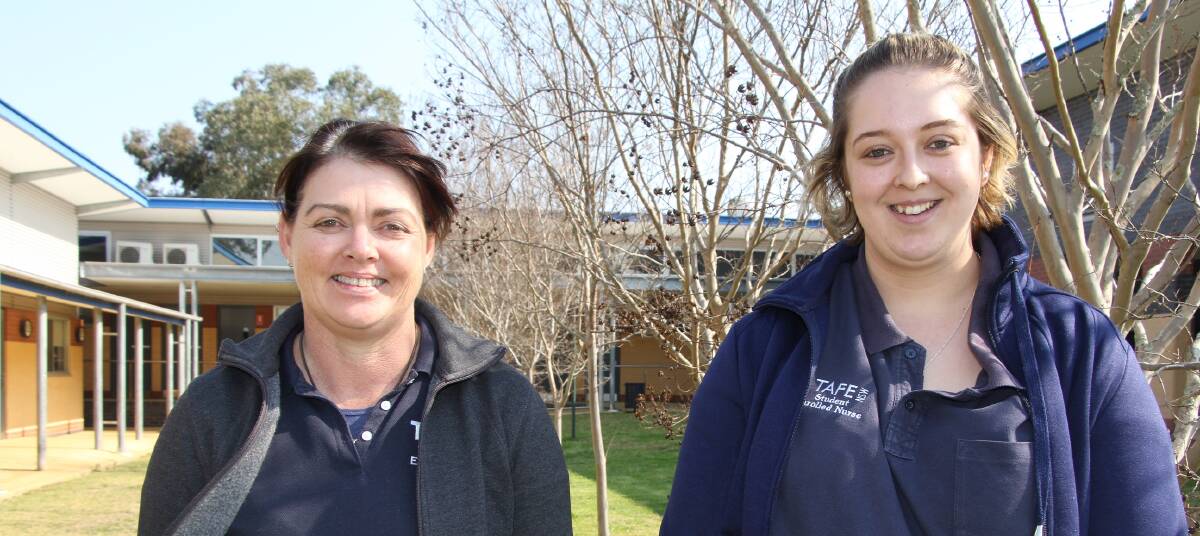 TRIP: Cootamundra TAFE nursing students Erica Holmes and Khaitlyn Nott, who will travel to the USA on a two-week exchange.