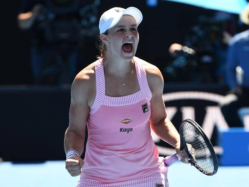 Home hope Ashleigh Barty after surging into her maiden grand slam quarter-final in Melbourne.