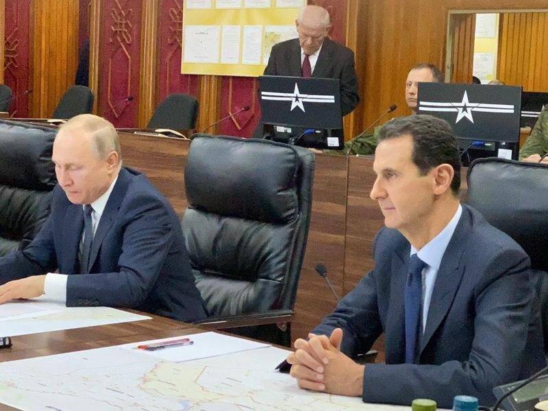 Syrian President Bashar Assad (r) and Russian counterpart Vladimir Putin have met in Damascus.