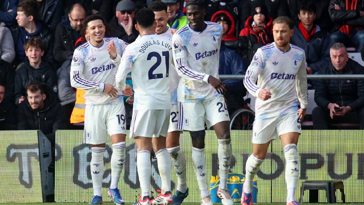 Aston Villa celebrated the first goal but had to settle for a draw. (AP PHOTO)