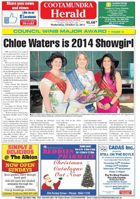 Cootamundra Herald front and back pages 2014 | October - December