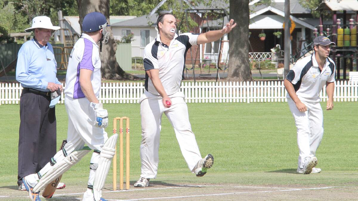  ON THE CREASE: Luke Berkrey bowls for Country Club in the South West Fuel Cup final played at Albert Park recently. 

Photo: Kelly Manwaring