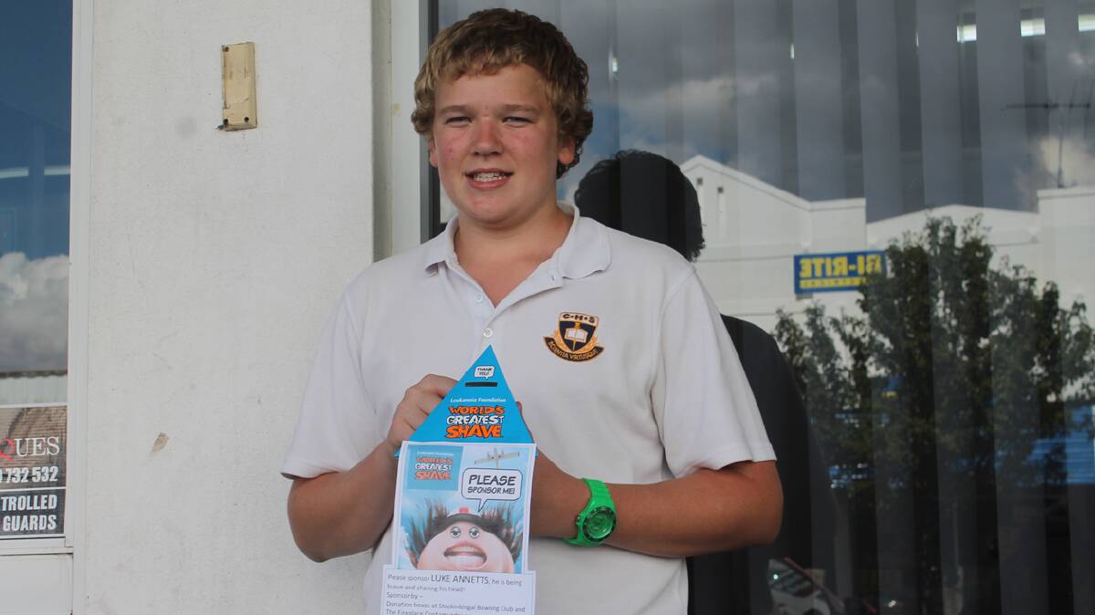  GETTING THE CHOP: Pictured is Cootamundra High School student Luke Annetts who will have his head shaved as part of the World’s Greatest Shave which will start Friday week.
