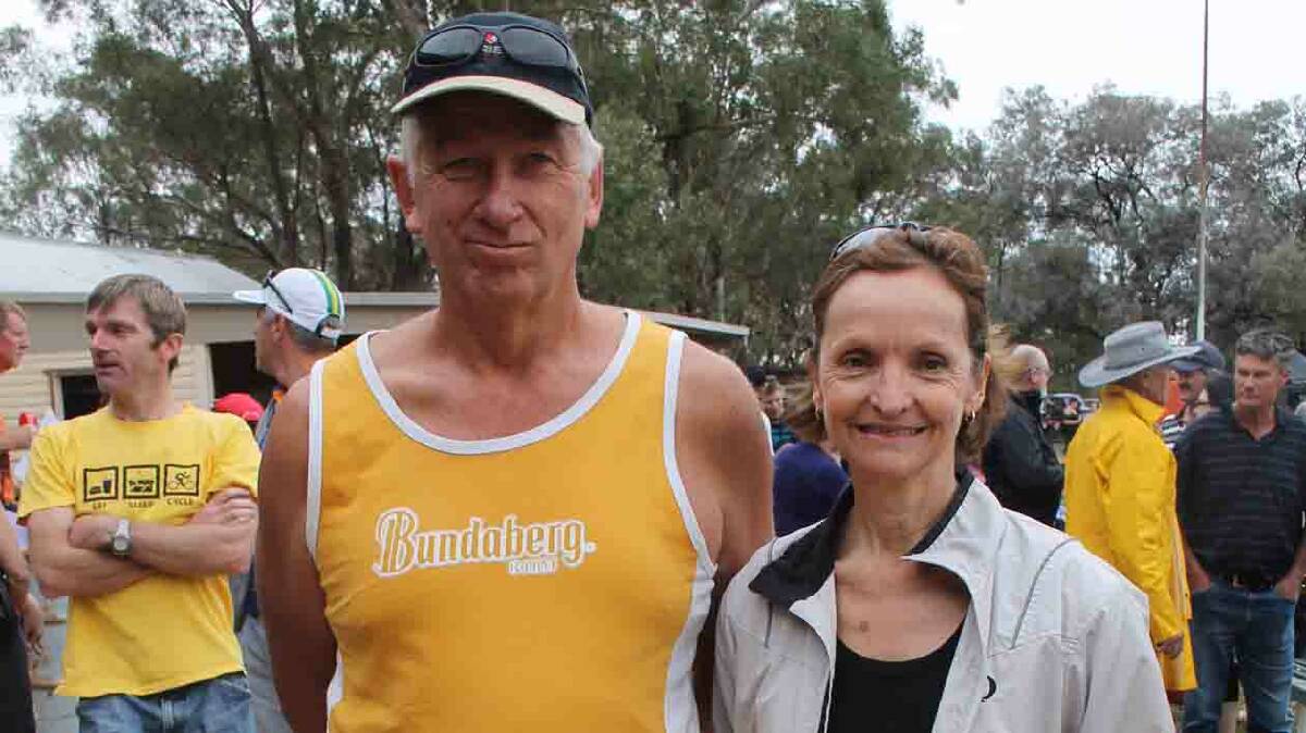 STOCK CYCLE WINNERS: Pictured are Charlie Westerman from the Wagga Cycle Club with Jenny Massey from the Griffith Cycle Club who were the respective male and female winners of the Stock fair cycle race which took place on Sunday.