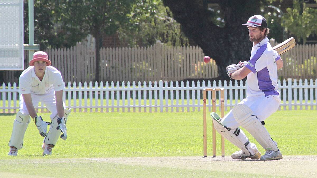 LETTING ONE THROUGH: Central Bears player Jimmy Mitchell bats for his side in the South West Fuel Cup final held recently. 

Photo: 
Kelly Manwaring