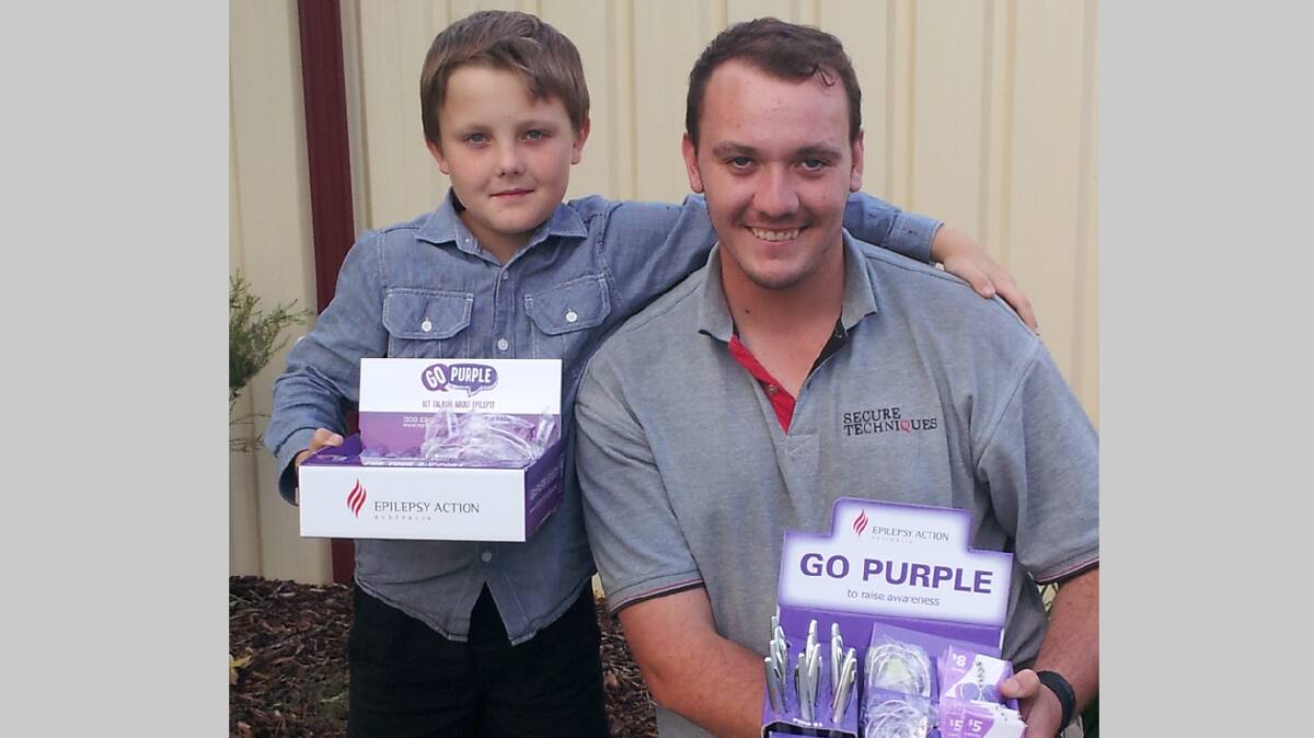SUPPORT FOR CAUSE: Cootamundra’s Thomas Ismay is pictured with Ryan Breese. Both boys have been diagnosed with epilepsy and are supporting Purple Day next Wednesday. Thomas is the son of Naomi who has started the Epilepsy Support Group in Cootamundra and Ryan the son of Sharon who will host a morning tea outside the CDC as part of Purple Day. 