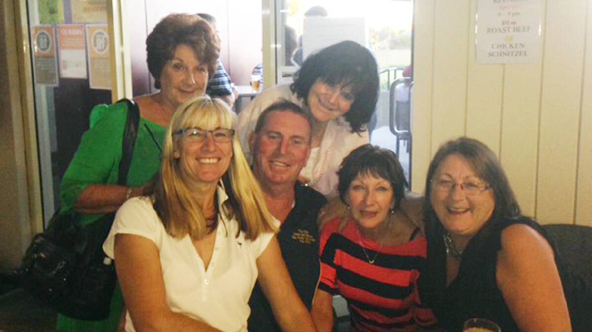 THE BIRTHDAY BOY:
Charlie Roberts celebrated a  ‘milestone’  birthday last week. No formal party for Charlie but he did so enjoy celebrating with family and old friends at the Coota Old Blokes No Frills Reunion held at the Country Club. 
He was surrounded by (back from left) Sandra (nee  Shoard) Ryan, Charlie’s sister Susan Rudd, Front Antoinette Ward, Sally (nee Doidge) Nicholls, and Olwen (nee Eldridge) Kearney. Sally lives in Canberra  with husband Frank, these days and enjoys coming back to visit her brother John, sister in law Faye,  and Aunty Betty (nee Doidge) Manwaring in the Retirement Village.