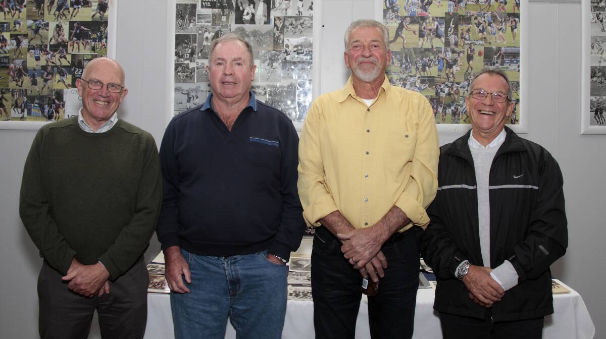 LEGENDS: Former Coota Blues players Wayne Quinnell (1969-74), Gary McPherson (1960-72), Allan Smith (1967-80) and Mick Collingridge (1967-78). PHOTO: KELLY MANWARING 