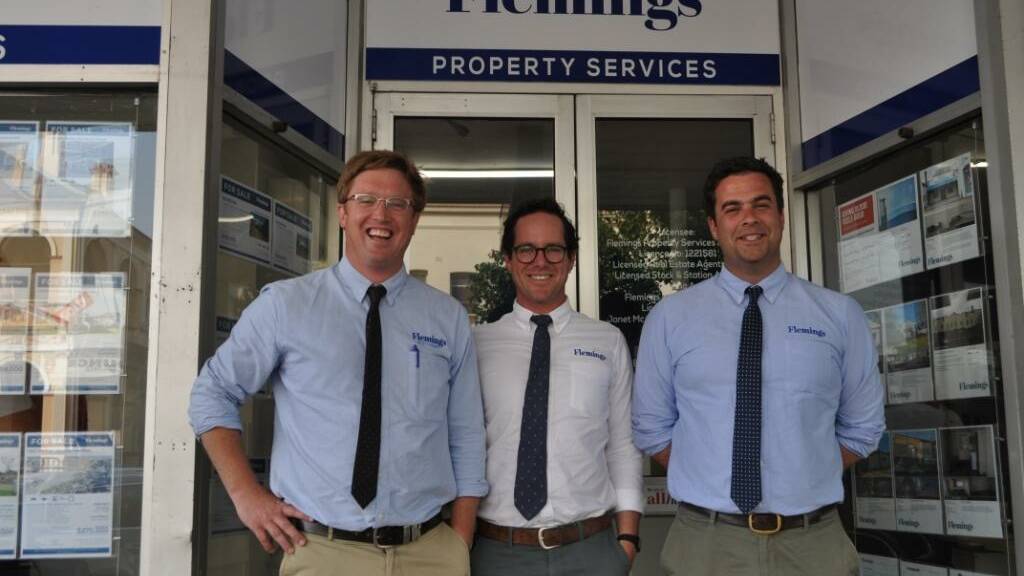 A GOOD MOVE: These three gentlemen Justin Fleming, Chris Ryan and Richard Fleming, the principals of Flemings Real Estate, commented at the end of their first year here in Cootamundra that it was a good move. Chris manages the Cootamundra office. 