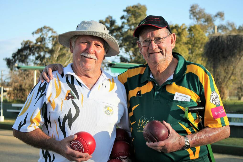 WELL DONE: Pairs runners-up Peter Rasmussen and Kevin Breasley. Photo: JOHN MALONE