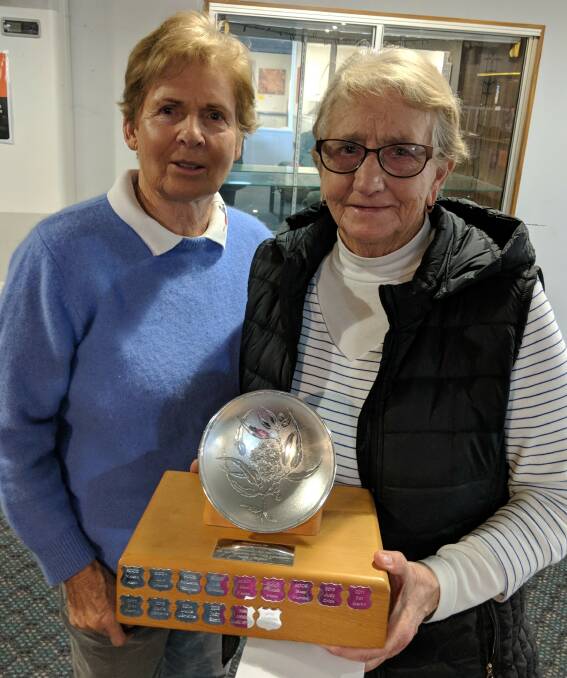 VICTORY: Club vice president Judy Finkle with winner of the Centenary Bowl trophy Gail Lynch, honouring the club's great golf tradition. Picture: Julie Moon
