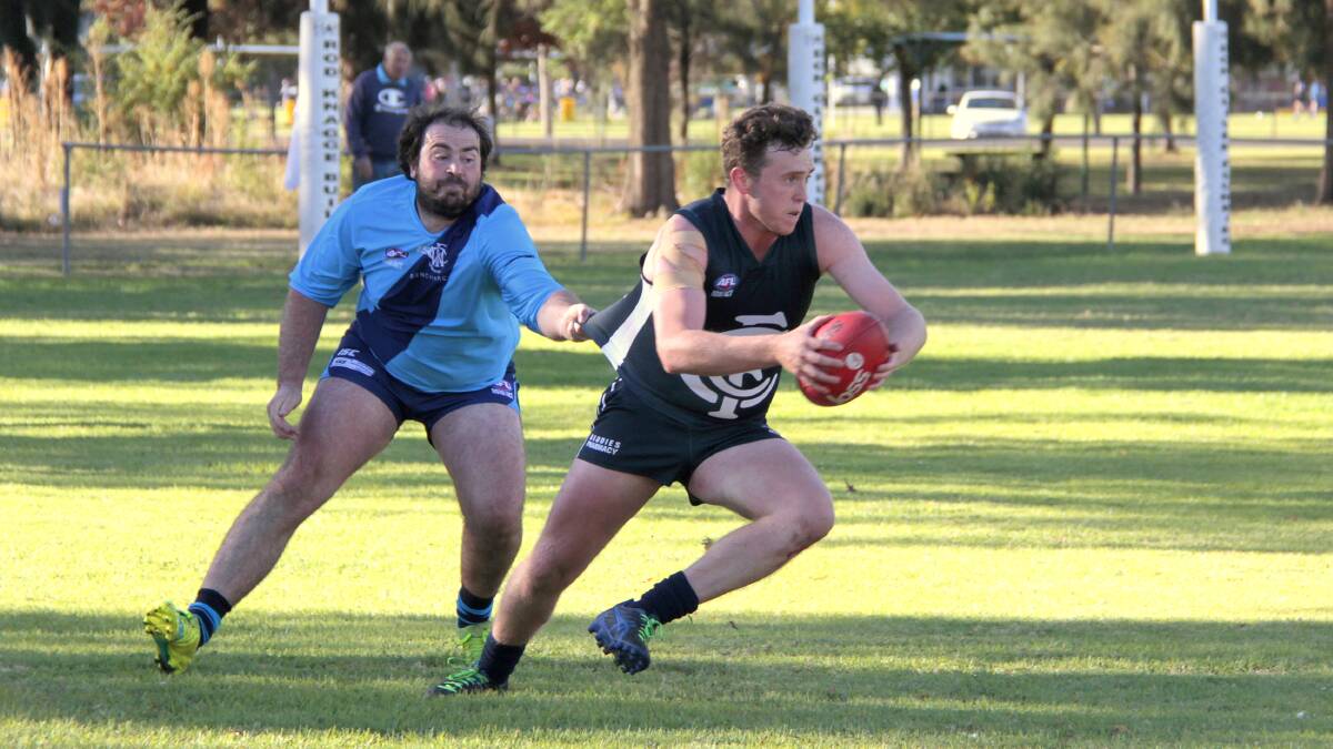 GOOD FORM: Zac Oliver in action against the Woden Blues, he's set to return to Cootamundra's back line for the game with Googong this weekend. Photo: Kelly Manwaring
