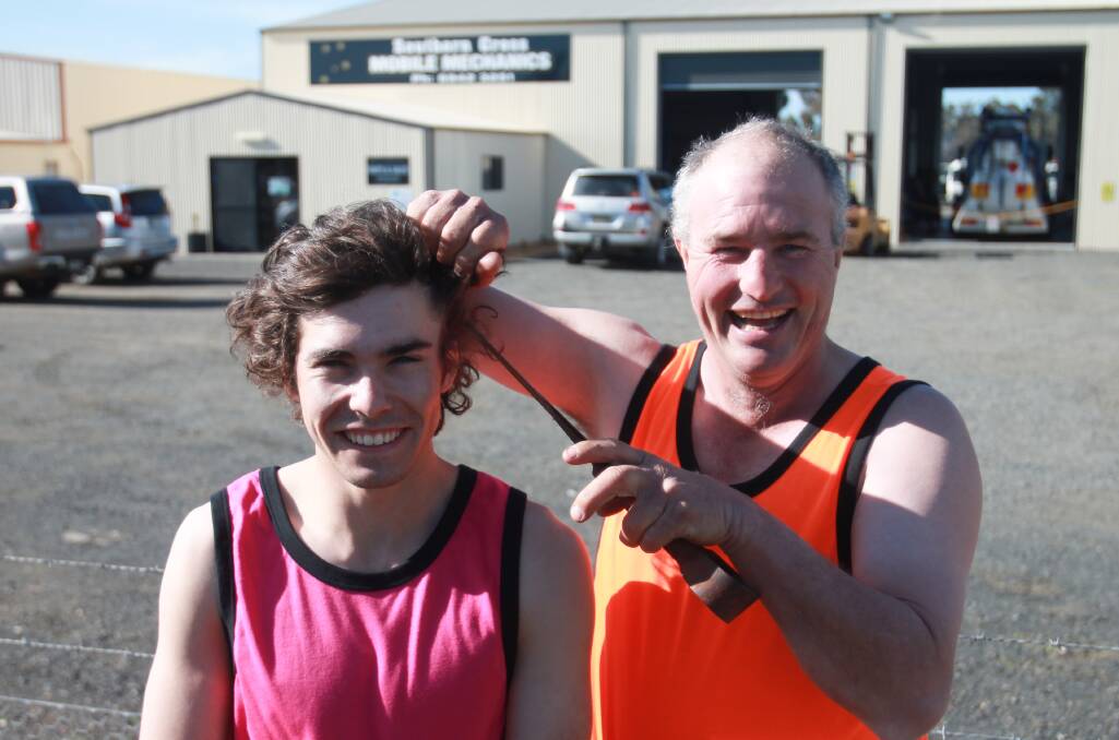 QUICK CUT: Southern Cross Mobile Mechanics' Jamin White and farmer Justin Roberts will be part of a charity quick shear during the Wattle Time Fair. Photo: Declan Rurenga