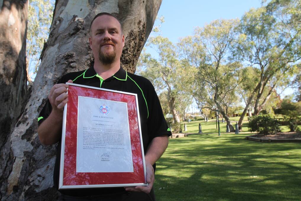 HIGH PRAISE: Cootamundra's Michael Van Baast has been recognised with a Fire and Rescue NSW's Commissioner's Commendation award. Photo: Declan Rurenga