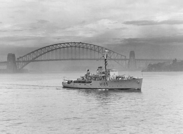 CORVETTE: The HMAS Cootamundra underway in Sydney Harbour. Photo: Australian War Memorial