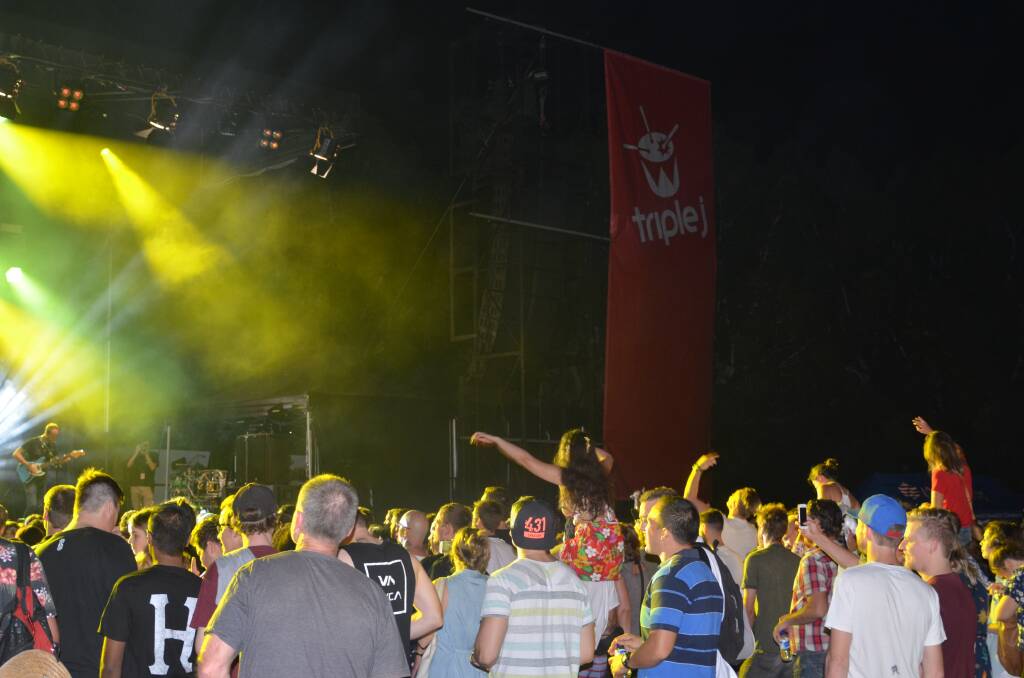 COME TO COOTAMUNDRA: The Smith Street Band perform on stage during triple J's One Night Stand concert in Mount Isa in 2017. Photo: Derek Barry/The North West Star