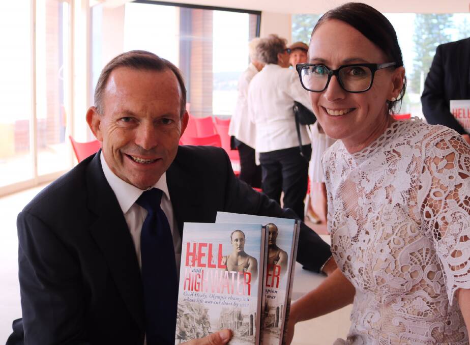 LAUNCH PARTY: Author of Hell and High Water Rochelle Nicholls and Member for Warringah Tony Abbott launching the book on Wednesday. Photo: Twitter/@TonyAbbottMHR