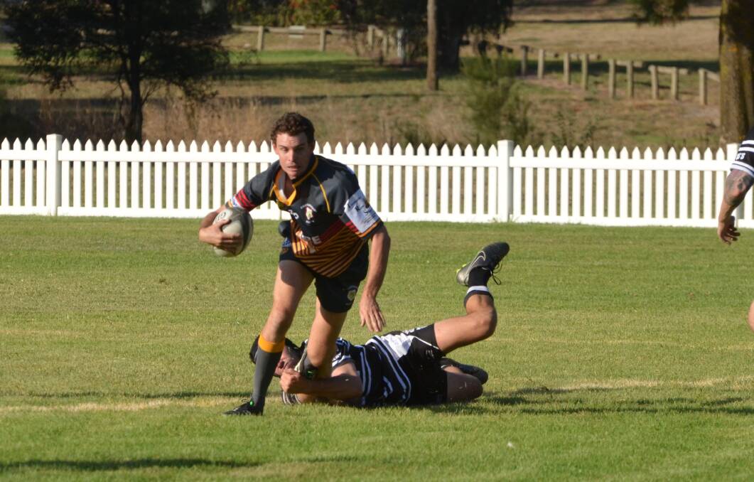 ROAD TO CONDO: The Tricolours will travel to Condobolin on Saturday but will be without full-back Berkeley Hardie (pictured playing against Grenfell) and Bob Scott for the match. Photo: Declan Rurenga