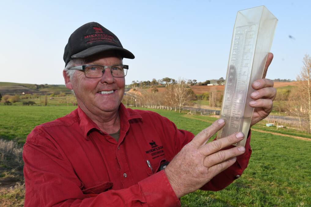 NSW Farmers Bathurst branch chair David McKay in happier times when the rain was falling.