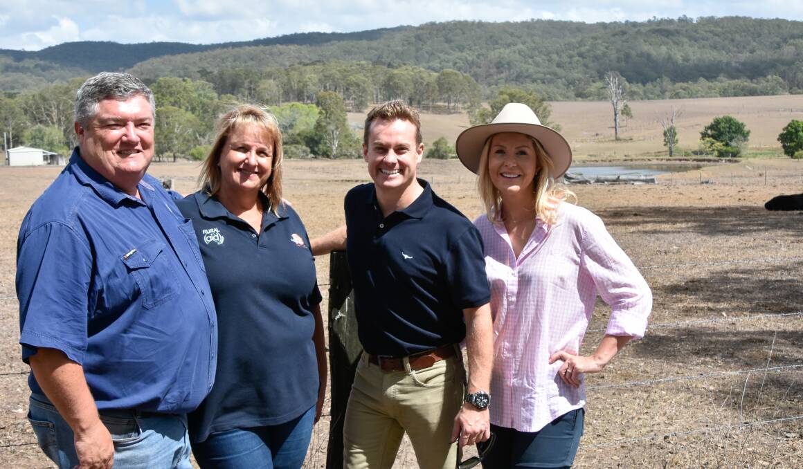 HELPING HANDS: In early 2018 Bathurst couple Grant and Chezzi Denyer (on right) signed on as Rural Aid ambassadors to help Charles and Tracy Alder (on left). Photo: SUPPLIED