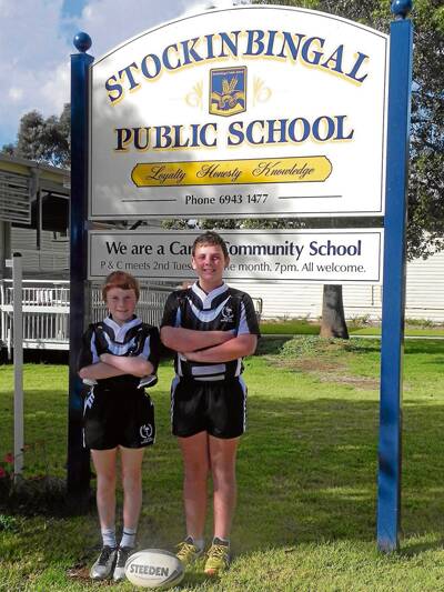 LEAGUE STARS: two students from the Stockinbingal Public School Jack Caldwell (left) and Wayne Parker have been selected to represent their school and town in the Riverina PSSA Opens rugby League team.