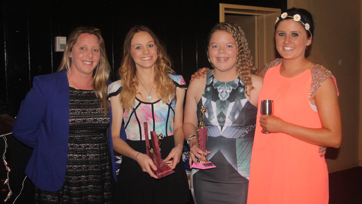   LEAGUETAG WINNERS: pictured (from left) are leaguetag coach Cath Gray, Renae Glanville (Best and Fairest), Ellisha Large (Coach’s Award) and Kristen Glanville(Players’ Player) at the Bulldogs presentation.